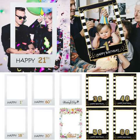 1pc 48*68cm Photo stand cadre accessoires enfants adulte anniversaire pour 1st 21th 30th 40th 60th Photo accessoire fournitures décoration de fête de mariage ► Photo 1/6