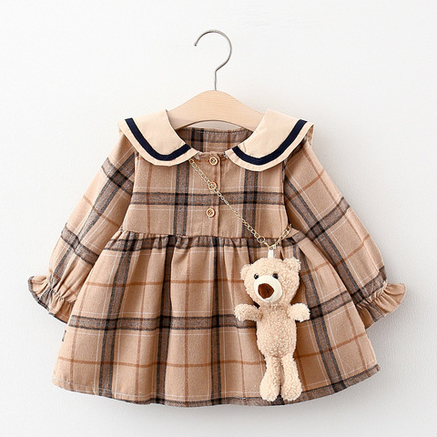 Robe d'automne pour nouveau-né fille, vêtements princesse à carreaux, tenue d'anniversaire pour bébé de 0 à 2 ans, 2022 ► Photo 1/6