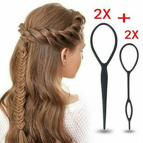 4 pièces/setHair tresse Topsy queue de cheval outils cheveux chignon fabricant outils de coiffure queue de cheval créateur plastique boucle cheveux accessoires ► Photo 1/6