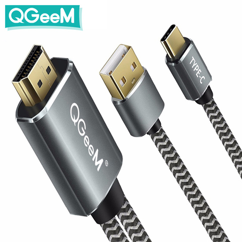 QGeeM USB Type c 3.1 HDMI Câble Adaptateur Thunderbolt Pour MacBook Samsung S8 Huawei Compagnon 10 Type C vers HDMI convertisseur ► Photo 1/6
