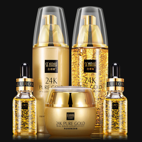 SENANA – kit de soins pour la peau en or 24K, hydratant, rétrécissement des pores, contrôle du sébum, Toner, crème pour le visage, émulsion, Essence pour le visage ► Photo 1/4