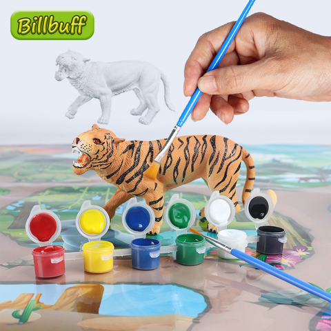 Figurines d'animaux sauvages à colorier pour enfants, jouets en plastique statique, de haute qualité, à monter soi-même ► Photo 1/6