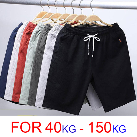 6XL 7XL 8XL 9XL D'été Short En Lin Hommes 2022 Décontracté Short Troncs Fitness Short de Plage Homme Respirant 100% Coton Pantalon Court ► Photo 1/6