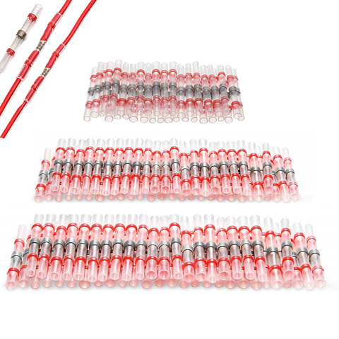 50/100/300 pièces thermorétractable à souder manchon bornes isolé étanche bout à bout fil électrique soudé bornes connecteurs ► Photo 1/6