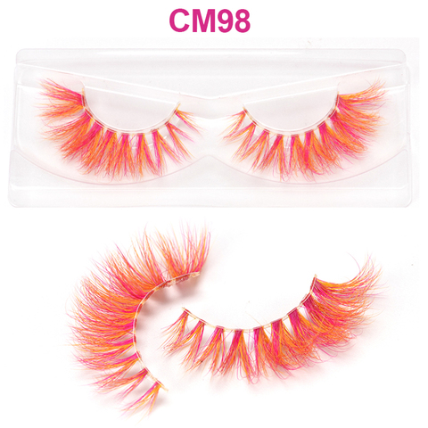 OKAYLASH-cils colorés, 100% 3D en vrai vison, rose, rouge, violet, en vrac, arc-en-ciel, vente en gros ► Photo 1/6