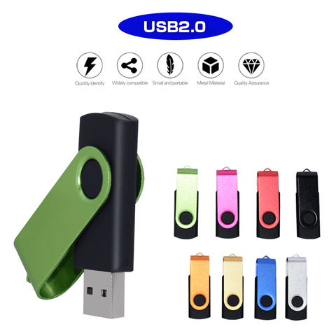 Clé USB rotative colorée en métal, 4/8/16/32/64/2.0 go, capacité réelle, personnalisation du LOGO, photographie, cadeau ► Photo 1/6