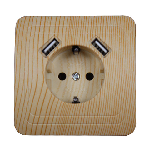 Prise de chargeur murale USB | prise de courant, Double Port USB 5V 2A, prise en bois couleur arbre, haute qualité, couleur blanche, 3 unités ► Photo 1/6