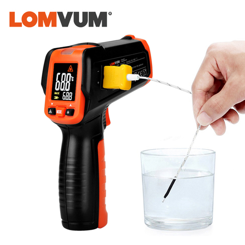 LOMVUM – thermomètre numérique à Contact infrarouge, pistolet de température Laser portable IR affichage LCD coloré 50-580 °c alarme ► Photo 1/6