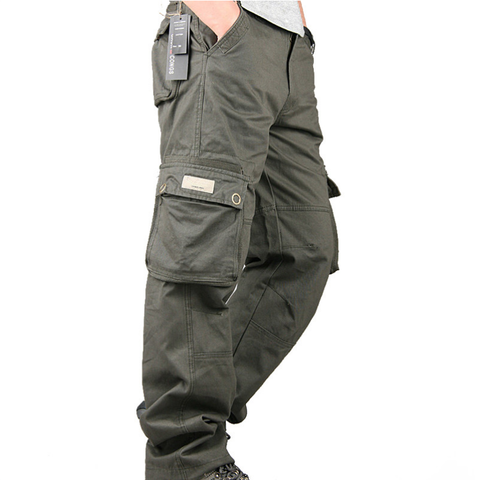 Pantalons Cargo pour hommes, nouvelle collection, style militaire à poches multiples, tenue d'extérieur, ample, longs, pantalon de jogging de l'armée, collection décontracté ► Photo 1/6