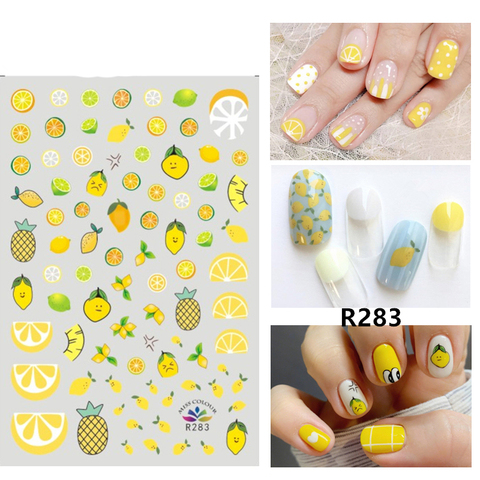 Autocollants 3D auto-adhésifs pour ongles, pour femmes, citron, ananas, fruits, décorations Nail Art, petite taille, autocollants de mode, feuilles d'ongles pour filles ► Photo 1/6