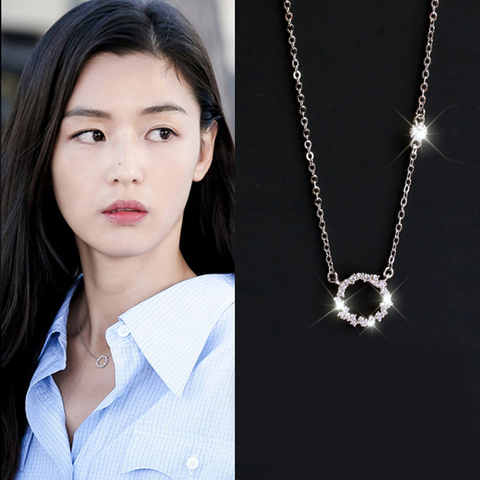 Coréen étoile argent couleur cristal cercle colliers pour femmes bijoux de mariage longue déclaration colliers ► Photo 1/6