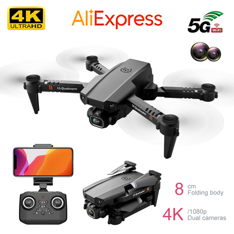 Mini drone télécommandé UAV quadcopter WiFi FPV avec double caméra HD 4K aile volante machine altitude tenir pliable avion à quatre axes jouet ► Photo 1/6