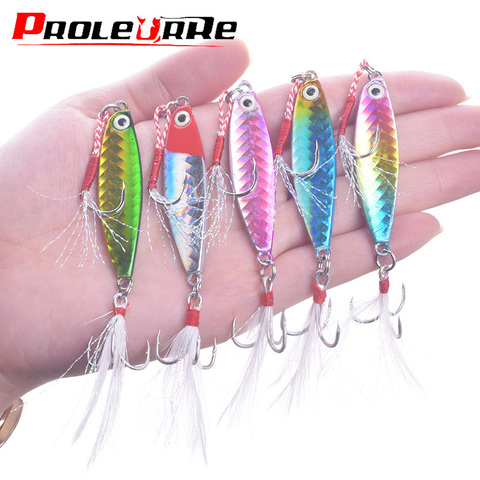 1 pièces gabarits cuillère en métal Spinner leurres de pêche leurres de thon bar leurres gigue Wobblers de plomb pesca attirail avec crochets couteau 7g 10g 15g 20g ► Photo 1/6