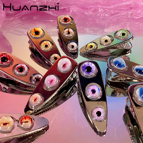 HUANZHI – pince à cheveux en métal avec yeux en verre Transparent pour femme, accessoire de fête, nouveau Design, 2022 ► Photo 1/6