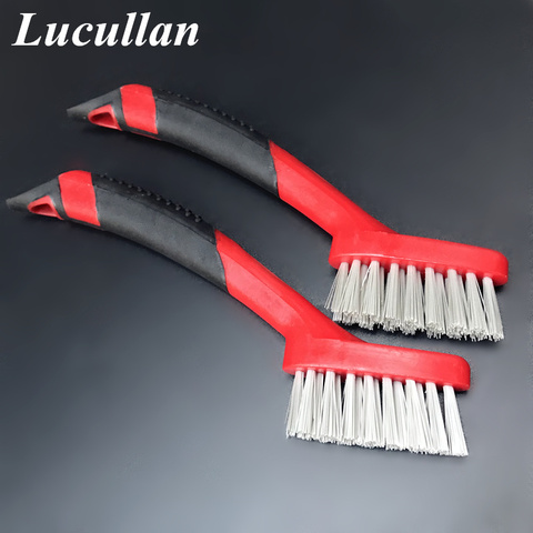 Lucullan-outils de nettoyage d'intérieur, poignée ergonomique et antidérapante en caoutchouc, détails automobiles, garniture de brosse en cuir et à rainure ► Photo 1/6