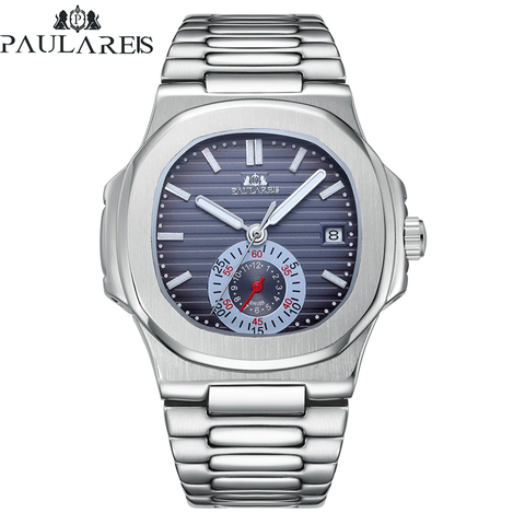 Automatique auto vent mécanique lumineux acier inoxydable bleu gris café noir blanc cadran robe de luxe hommes montre ► Photo 1/6