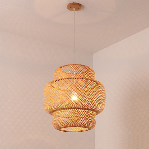 Plafonnier en bambou tissé à la main, design Art moderne, luminaire décoratif de plafond, idéal pour une salle à manger, une chambre à coucher ou une salle à manger ► Photo 1/6