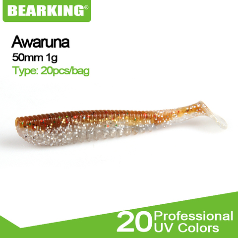 BEARKING-leurre méné Awaruna en Silicone souple, appât artificiel de type poisson nageur pour la pêche à la turlutte, au bar, au brochet, 50mm, 1g, 20 pièces/sachet ► Photo 1/6