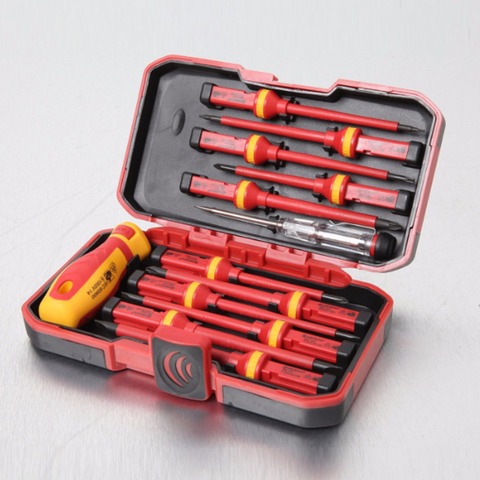 Kit de tournevis électrique à main isolés pour électriciens professionnels, 13 pièces, pour alimentation 1000V ► Photo 1/5