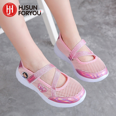 2022 été couleur bonbon filles sandales enfants chaussures princesse maille Sandalas mode chaussures de sport filles évider chaussures plates ► Photo 1/6