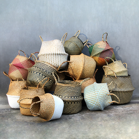 Paniers en tissu Fiber de plantes 100% fait à la main, panier tissé de rangement, pour le rangement ou pour les pots de plantes ► Photo 1/6