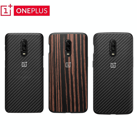 Original officiel pour OnePlus 6T véritable grès Karbon mat Silicone rouge pare-chocs ébène bois mince dos peau couverture de étui rigide ► Photo 1/6