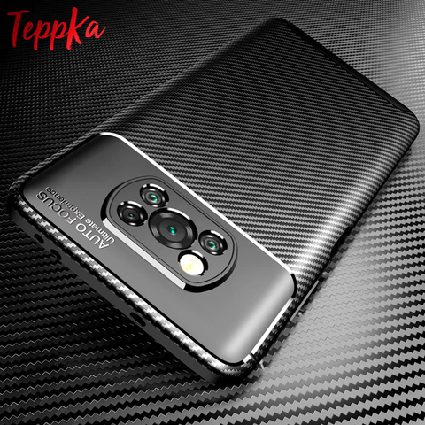 Pour Xiaomi POCO X3 étui NFC housse souple en silicone fibre de carbone étui antichoc pour F2 Pro Redmi Note 9S 9 9A 9C Mi 10T Pro Lite ► Photo 1/6