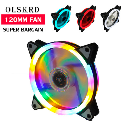 Olskrd refroidisseur PC boîtier ventilateur 120mm Rgb ventilateur muet coloré refroidisseur LED refroidissement 3pin 4pin maître ventilateur tranquillement facile installer ordinateur ventilateur ► Photo 1/6