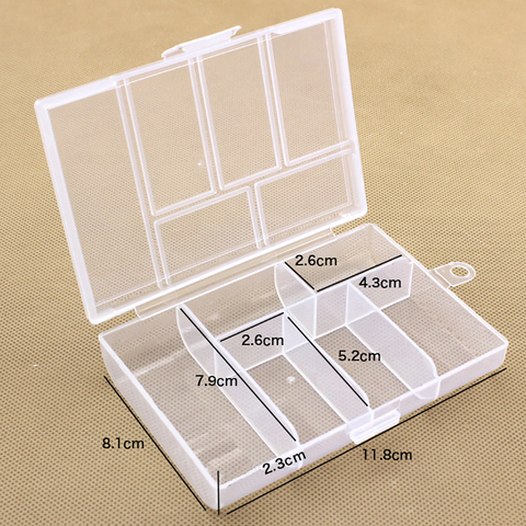 Boîte en plastique transparente à 6 grilles, boîtes de rangement pour bijoux/outils pièces de composants petit conteneur de matériel boîte à outils ► Photo 1/6