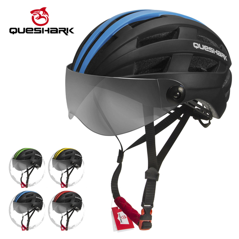 QUESHARK casque de cyclisme professionnel avec lunettes grande taille 58-64cm vtt vélo lentille transparente casque cyclisme en toute sécurité casquette ► Photo 1/6