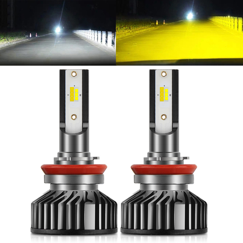 BraveWay-ampoules pour phares de voiture, antibrouillards, multicolores, pour motos, 3000K + 6500K Led, H7 LED H4 H8 H9 H11, double LED ► Photo 1/6