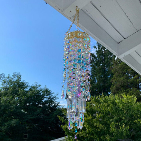 Nouveaux carillons éoliens pour la décoration de la chambre à la maison carillons de vent en cristal coloré jardin extérieur cour arrière Patio pelouse décor cadeaux pour la famille ► Photo 1/6