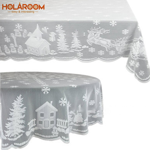 Holaroom blanc dentelle nappe macramé nappe Noel rond/Rectangle couverture de Table de mariage noël dîner fête décor à la maison ► Photo 1/6