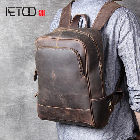 AETOO – sac à bandoulière rétro en cuir de vache pour homme, accessoire fait à la main pour ordinateur ► Photo 1/6