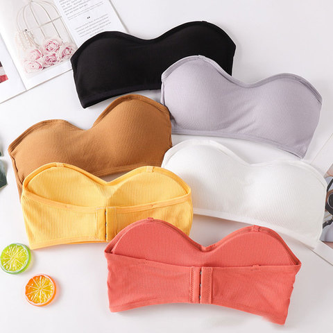 Soutien-gorge tubulaire sans couture pour femmes, sous-vêtements Sexy, sans bretelles, Push-Up, poitrine enveloppante, Lingerie avec rembourré, solide, haut court Invisible ► Photo 1/6