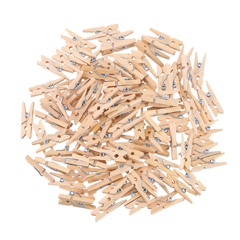 50/100 pcs Mini 25mm naturel en bois Clips Photo Clips pince à linge bricolage fête de mariage en bois pince Clips chevilles livraison directe ► Photo 1/6