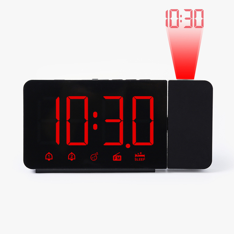 Réveil numérique LED USB, horloge de Table électronique, fonction Snooze, réveil, Radio FM, projecteur d'heure, Design moderne ► Photo 1/6