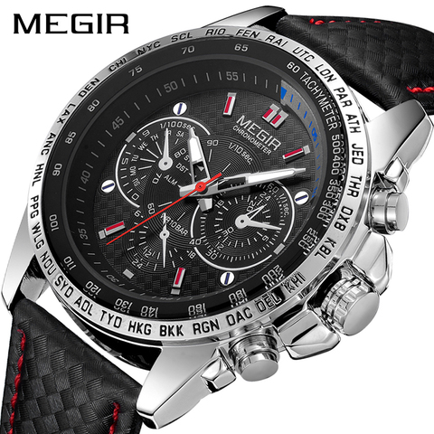 MEGIR – montre de luxe à Quartz pour homme, accessoire de mode, étanche, style armée, lumineuse, 2022 ► Photo 1/6