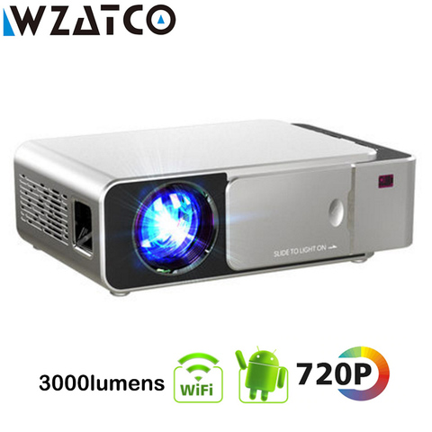 WZATCO – Mini projecteur intelligent T6, Support optionnel, HD 1080p, LED, Android, WIFI, pour Home cinéma, jeu, cinéma ► Photo 1/6