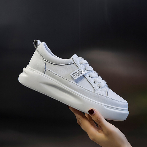Chaussures blanches plates de styliste pour femmes, baskets décontractées à plateforme avec caoutchouc, 2022 ► Photo 1/6