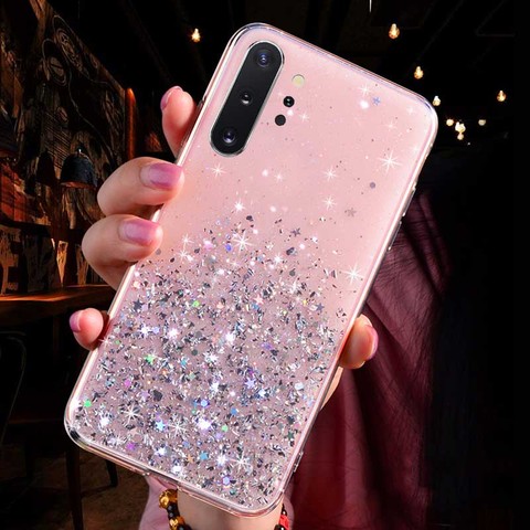 Coque scintillante souple transparente en TPU pour Xiaomi, compatible modèles Mi 10 Pro, 9, SE, 8 Lite, 9T, Poco X3, NFC, Redmi K20, 8A, 9A, Note 9 S, 9, 8, 7 ► Photo 1/6