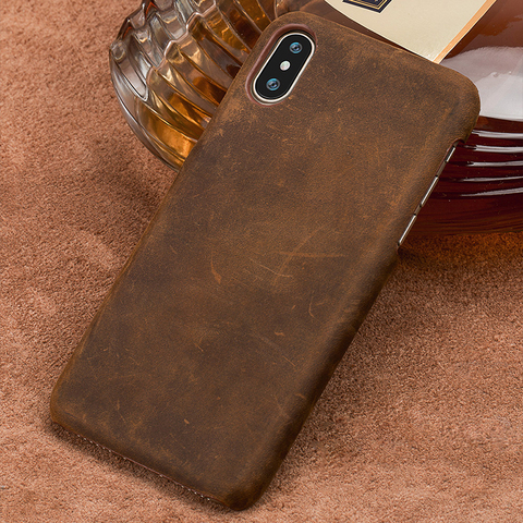 Véritable PULL-UP étui En Cuir pour Apple iphone X 12 Mini 12 Pro Max 11 Pro Max XS XR XS MAX 5 5S SE 2022 6 6s 7 plus 8 plus ► Photo 1/6