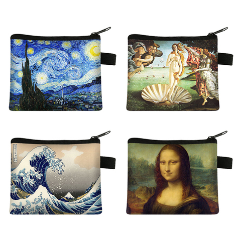 Van Gogh/michel-ange/Da Vinci Art porte-monnaie femmes Vintage rouge à lèvres sac nuit étoilée/David/Mona Lisa dame MIni portefeuille ► Photo 1/6