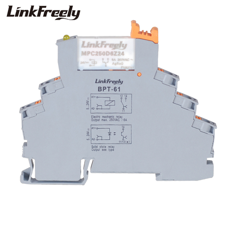 Relais industriel connecté à ressort MPC250D6Z24BP-61, Module de relais à tension Ultra-mince, entrée 24V 12ma, 250V ac/30V dc, sortie 6a ► Photo 1/6