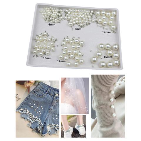 50/100 ensembles ronde Imitation perle Rivets goujons bricolage décoration de mariage Rivet perle ensemble de vêtements chaussures sac accessoires perles pointes ► Photo 1/6