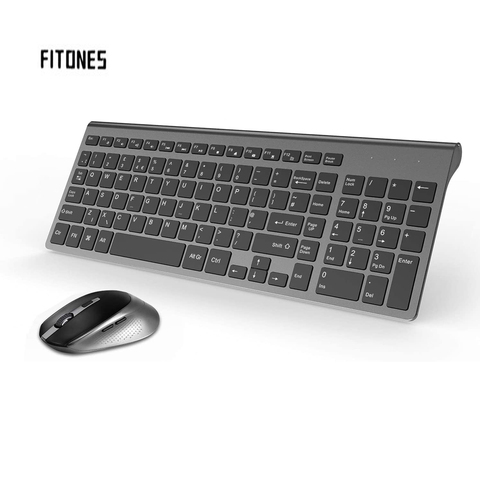 QWERTY – clavier et souris sans fil 2400 DPI, version britannique, grande taille, clavier numérique, souris ergonomique silencieuse, noir, pour Windows ► Photo 1/6