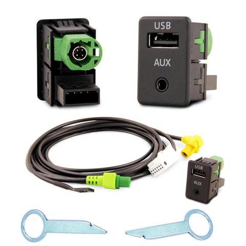 Biurlink voiture AUX USB câble Audio interrupteur bouton de prise pour Volkswagen Passat B6 B7 CC Touran POLO installer RCD510 RNS510 RNS315 ► Photo 1/6