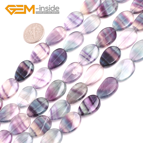 Perles en Fluorite de forme ovale, 13x18mm, 8x10mm, grosses pierres naturelles pour la fabrication de bijoux, 15 pouces, collier DIY, vente en gros ► Photo 1/6