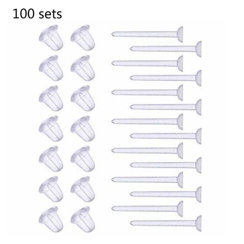 100 Set hypoallergénique Simple plastique boucles d'oreilles clair oreille épingles aiguille et résine boucle d'oreille dos bricolage oreille accessoires ► Photo 1/6