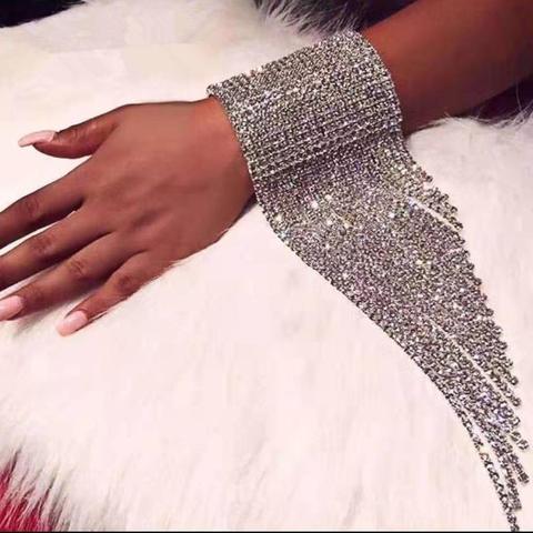 Bracelet à main en strass brillant, classique et luxueux pour femmes, bijoux, lien de Boutique, accessoires, 1 pièce ► Photo 1/6